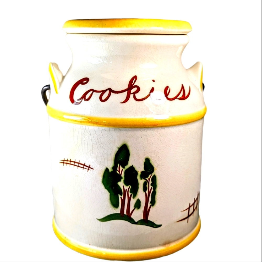 American Bisque Antique Cookie Jar Milk Can Stoneware